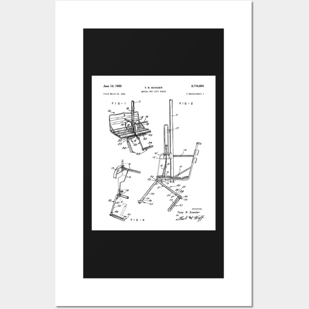 Skiing Patent - Ski Chalet Ski Fan Art - White Wall Art by patentpress